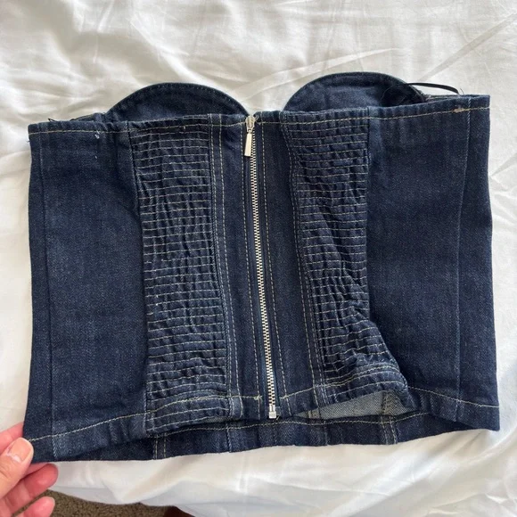 NWOT ZARA ZW BUSTIER WITH CONTRAST TOPSTITCHING - Picture 10 of 11